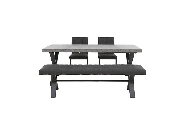 Moon Dining Table with 2 Cantilever Chairs and Bench Set  150 cm | Bed Sava