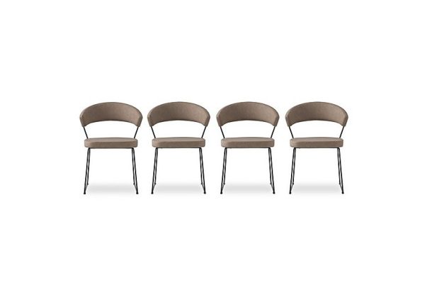 Connubia  New York Set of 4 Black Metal Leg Dining Chairs  Desert | Bed Sava