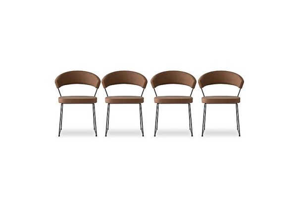 Connubia  New York Set of 4 Black Metal Leg Dining Chairs  Tobacco | Bed Sava