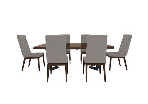 Palazzo 200cm Extending Dining Table in Dark Walnut with 6 Capitonne Buttoned Chairs  Scarlet Silver | Bed Sava