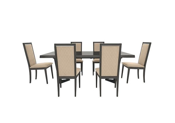Palazzo 160cm Extending Dining Table in Silver Birch with 6 Rombi Chairs  Aquos Cream | Bed Sava