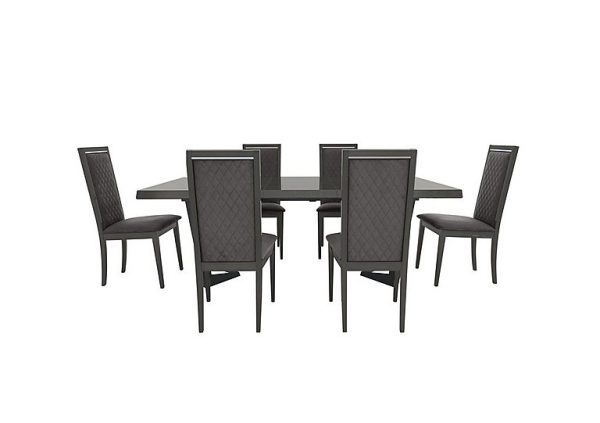 Palazzo 160cm Extending Dining Table in Silver Birch with 6 Rombi Chairs  Aquos Dark Grey | Bed Sava