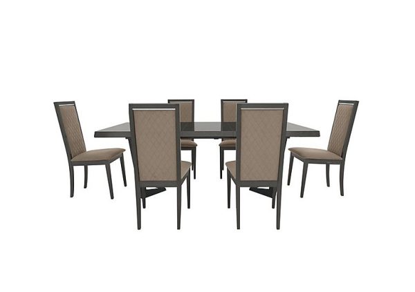 Palazzo 160cm Extending Dining Table in Silver Birch with 6 Rombi Chairs  Aquos Taupe | Bed Sava