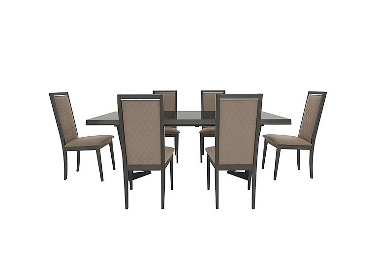Palazzo 160cm Extending Dining Table in Silver Birch with 6 Rombi Chairs - Aquos Taupe