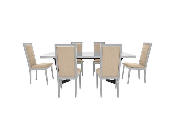 Palazzo 200cm Extending Dining Table in Glossy White with 6 Rombi Chairs  Aquos Cream | Bed Sava
