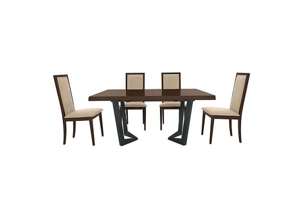 Palazzo 200cm Extending Dining Table in Dark Walnut with 4 Rombi Chairs  Aquos Cream | Bed Sava