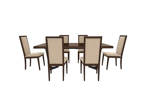 Palazzo 200cm Extending Dining Table in Dark Walnut with 6 Rombi Chairs  Aquos Cream | Bed Sava