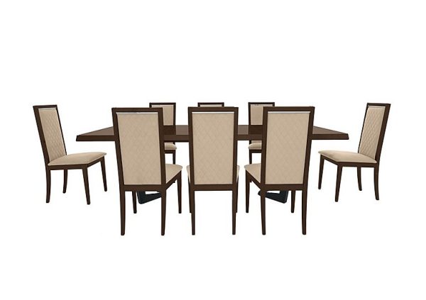 Palazzo 200cm Extending Dining Table in Dark Walnut with 8 Rombi Chairs  Aquos Cream | Bed Sava