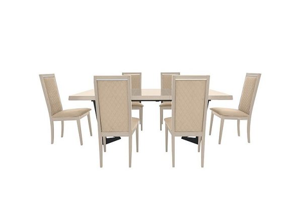 Palazzo 160cm Extending Dining Table in Sand Birch with 6 Rombi Chairs  Aquos Cream | Bed Sava
