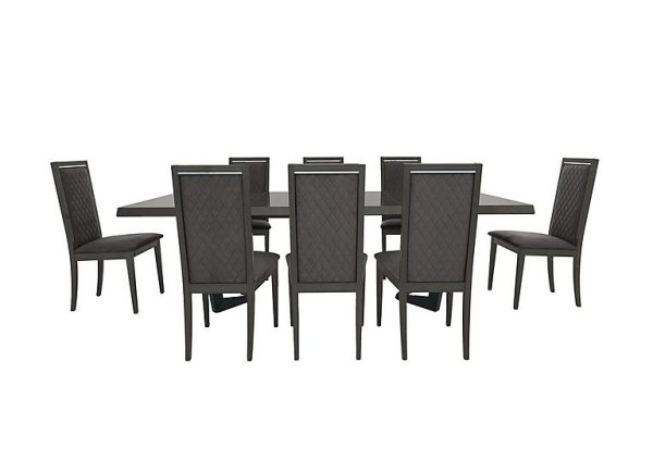 Palazzo 160cm Extending Dining Table in Silver Birch with 8 Rombi Chairs  Aquos Dark Grey | Bed Sava