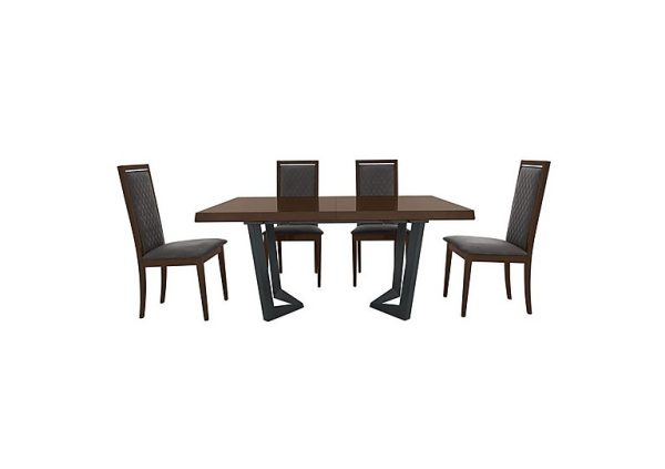 Palazzo 200cm Extending Dining Table in Dark Walnut with 4 Rombi Chairs  Aquos Dark Grey | Bed Sava