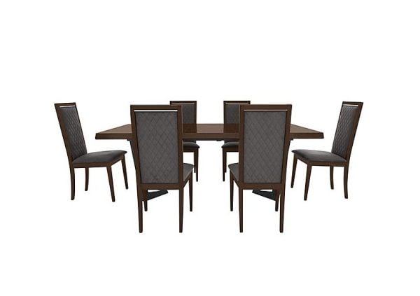 Palazzo 200cm Extending Dining Table in Dark Walnut with 6 Rombi Chairs  Aquos Dark Grey | Bed Sava