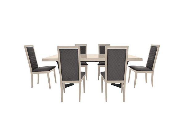 Palazzo 160cm Extending Dining Table in Sand Birch with 6 Rombi Chairs  Aquos Dark Grey | Bed Sava
