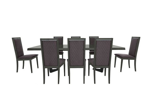 Palazzo 200cm Extending Dining Table in Silver Birch with 8 Rombi Chairs  Aquos Dark Grey | Bed Sava