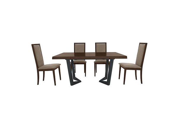 Palazzo 200cm Extending Dining Table in Dark Walnut with 4 Rombi Chairs  Aquos Taupe | Bed Sava