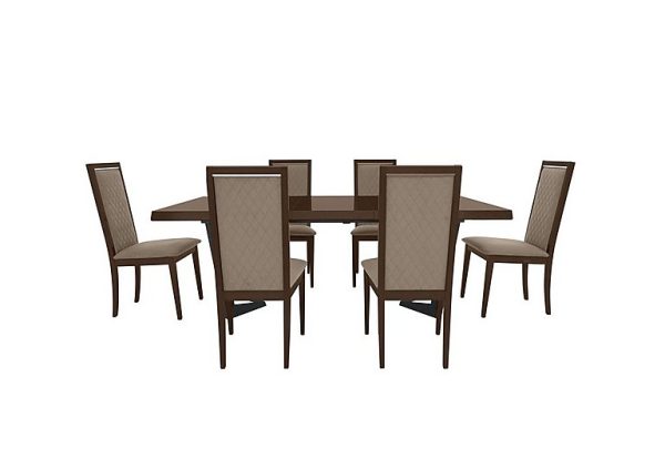 Palazzo 200cm Extending Dining Table in Dark Walnut with 6 Rombi Chairs  Aquos Taupe | Bed Sava
