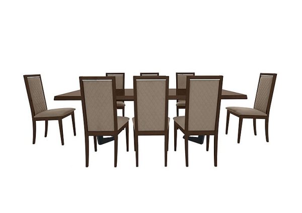 Palazzo 200cm Extending Dining Table in Dark Walnut with 8 Rombi Chairs  Aquos Taupe | Bed Sava
