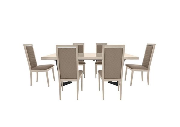 Palazzo 160cm Extending Dining Table in Sand Birch with 6 Rombi Chairs  Aquos Taupe | Bed Sava