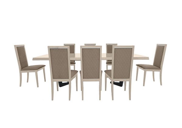 Palazzo 200cm Extending Dining Table in Sand Birch with 8 Rombi Chairs  Aquos Taupe | Bed Sava