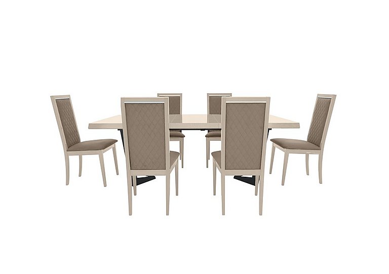 Palazzo 160cm Extending Dining Table in Sand Birch with 6 Rombi Chairs - Aquos Taupe