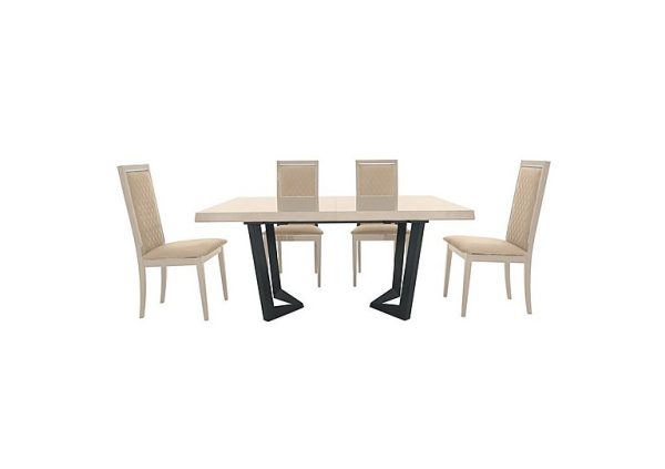 Palazzo 160cm Extending Dining Table in Sand Birch with 4 Rombi Chairs  Aquos Cream | Bed Sava