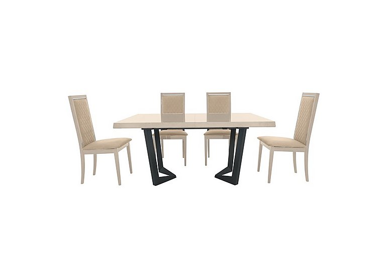 Palazzo 160cm Extending Dining Table in Sand Birch with 4 Rombi Chairs - Aquos Cream