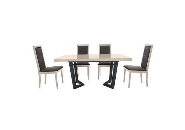 Palazzo 160cm Extending Dining Table in Sand Birch with 4 Rombi Chairs  Aquos Dark Grey | Bed Sava