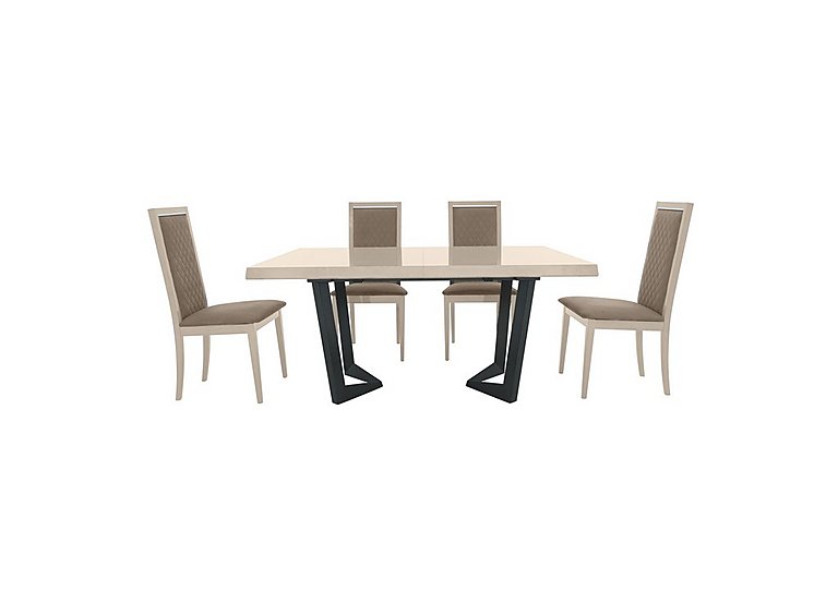 Palazzo 160cm Extending Dining Table in Sand Birch with 4 Rombi Chairs - Aquos Taupe