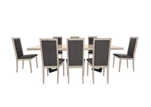 Palazzo 160cm Extending Dining Table in Sand Birch with 8 Rombi Chairs  Aquos Dark Grey | Bed Sava