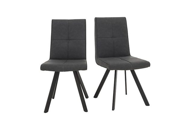 Phoenix Pair of Dining Chairs  Dark Grey | Bed Sava