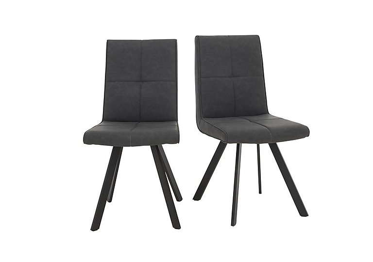 Phoenix Pair of Dining Chairs - Dark Grey