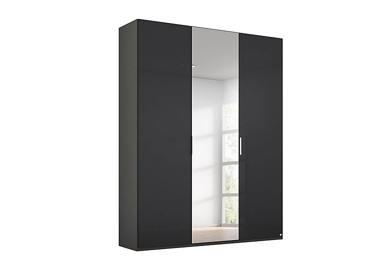 Rauch - Formes Glass 3 Door Hinged Wardrobe with 1 Mirror - Graphite/Basalt Front