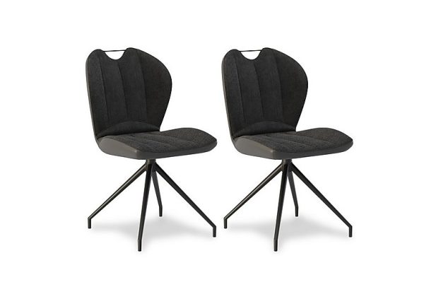 Raul Pair of Swivel Dining Chairs  Anthracite | Bed Sava
