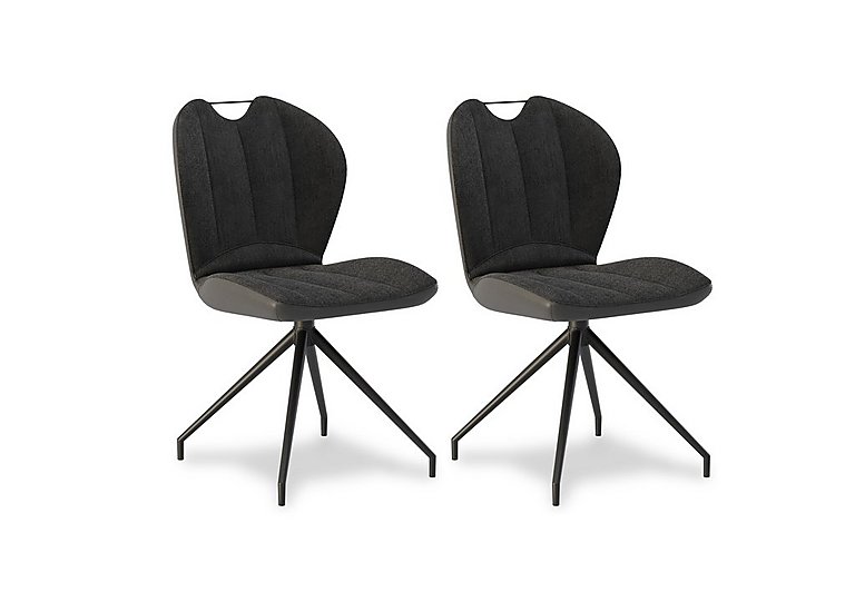 Raul Pair of Swivel Dining Chairs - Anthracite