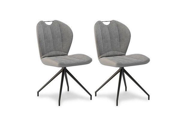 Raul Pair of Swivel Dining Chairs  Stone | Bed Sava