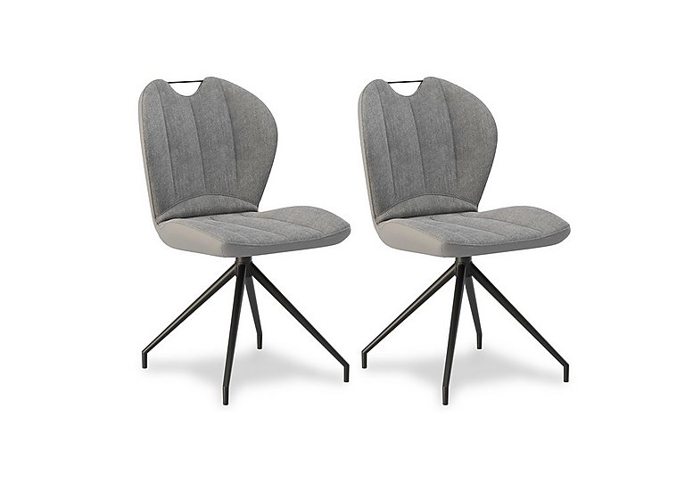 Raul Pair of Swivel Dining Chairs - Stone