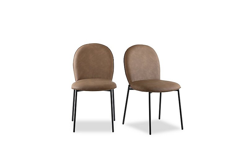 Connubia - Riley Pair of Mid Black Metal Leg Dining Chairs - Tobacco