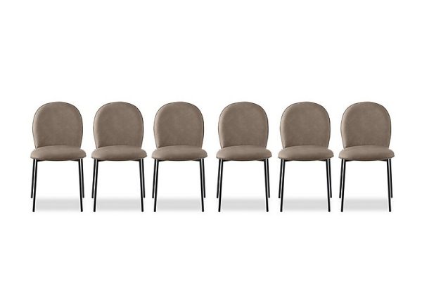 Connubia  Riley Set of 6 Mid Black Metal Leg Dining Chairs  Desert | Bed Sava