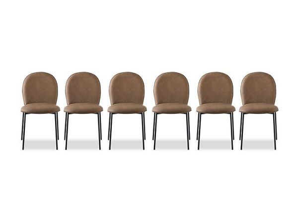Connubia  Riley Set of 6 Mid Black Metal Leg Dining Chairs  Tobacco | Bed Sava
