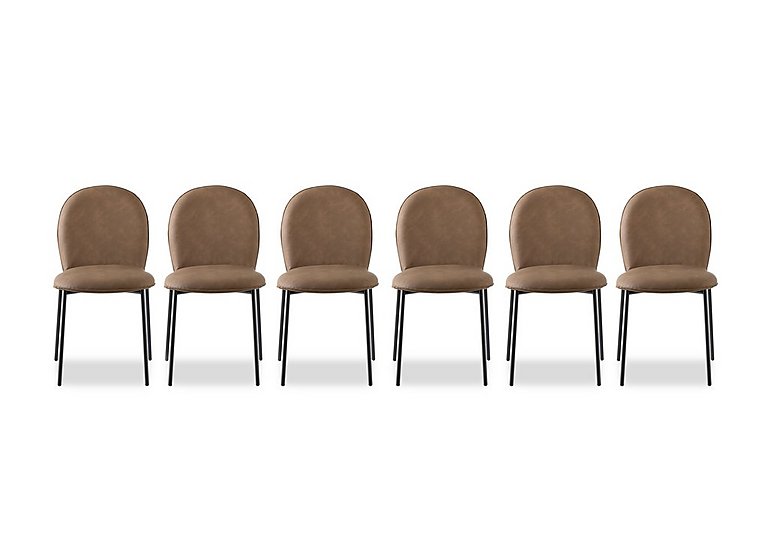 Connubia  Riley Set of 6 Mid Black Metal Leg Dining Chairs  Tobacco | Bed Sava