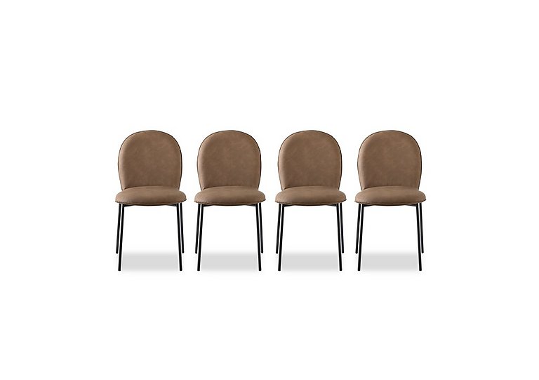Connubia - Riley Set of 4 Mid Black Metal Leg Dining Chairs - Tobacco