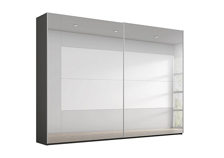 Rauch - Rio 271cm 2 Door Sliding Wardrobe with Basic Interior Fittings Package - Graphite Carc/Grey Mirror