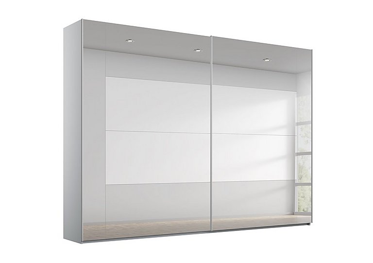 Rauch - Rio 271cm 2 Door Sliding Wardrobe with Basic Interior Fittings Package - Silk Grey Carc/Grey Mirror
