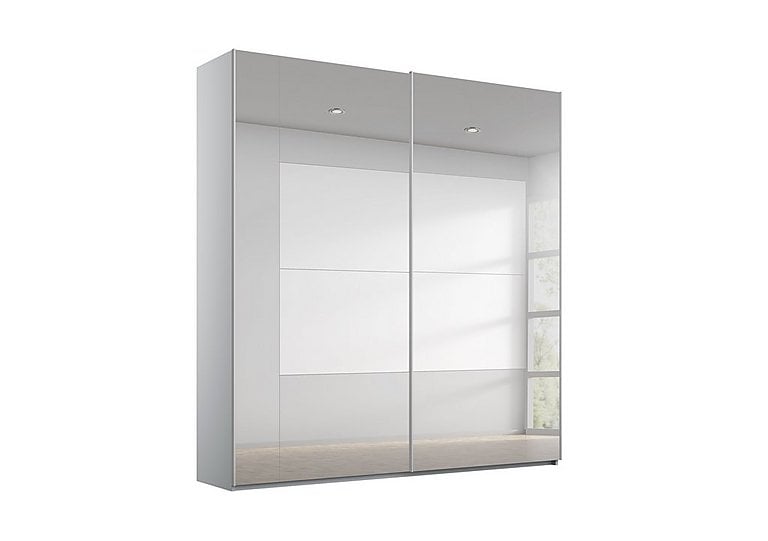Rauch  Rio 181cm 2 Door Sliding Wardrobe with Premium Interior Fittings Package  Silk Grey CarcGrey Mirror | Bed Sava