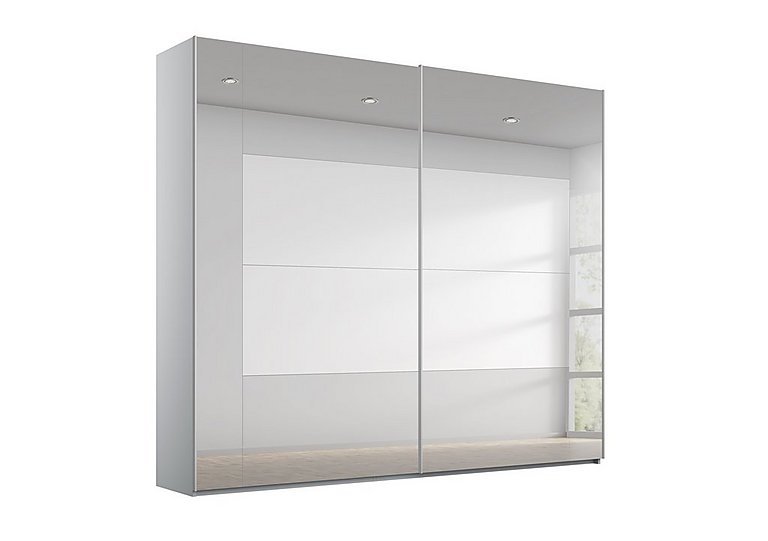 Rauch - Rio 226cm 2 Door Sliding Wardrobe with Basic Interior Fittings Package - Silk Grey Carc/Grey Mirror