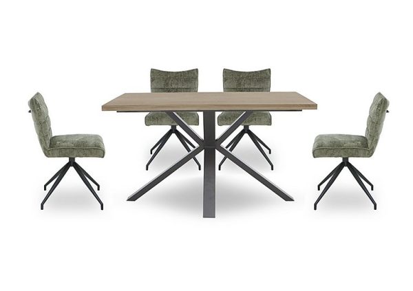 Saturn Compact Dining Table and 4 Swivel Chairs  Green | Bed Sava