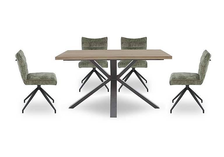 Saturn Compact Dining Table and 4 Swivel Chairs - Green