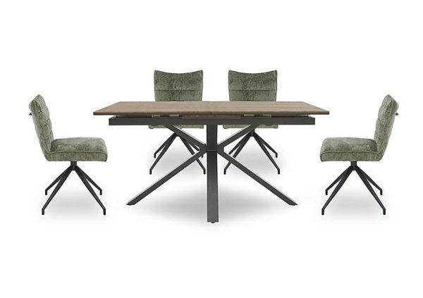Saturn Pop up Extending Dining Table and 4 Swivel Chairs  Green | Bed Sava