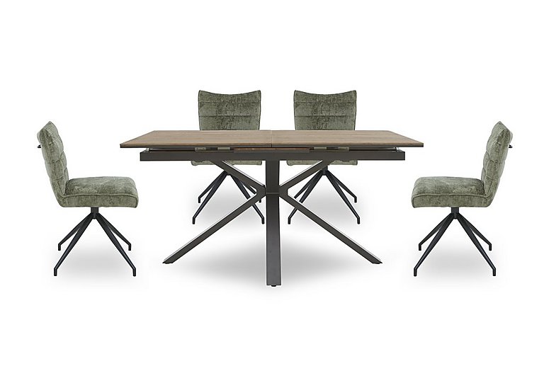 Saturn Pop-up Extending Dining Table and 4 Swivel Chairs - Green