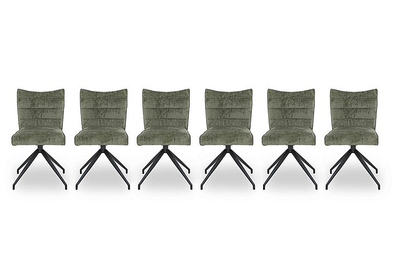 Saturn Set of 6 Swivel Dining Chairs - Green